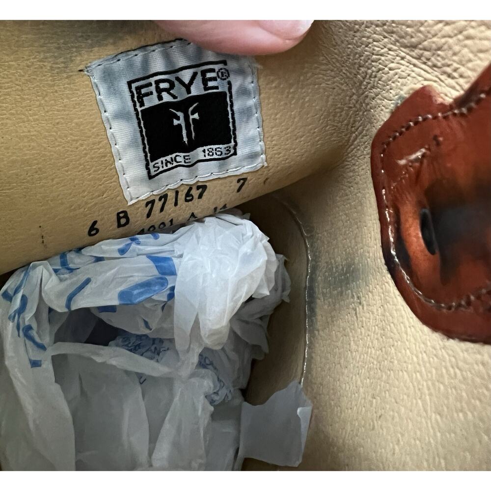 FRYE Melissa Button Brown Buffed Waxy Leather Tall Lug Riding Boots - Picture 11 of 11